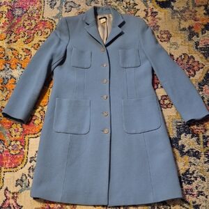 Vintage J Crew Single Breast Light Blue Button Front Full Length Coat